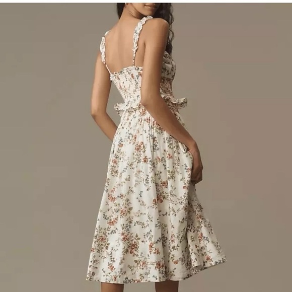 Anthropologie Floral Midi Dress with Ruffle Details size Small - Picture 16 of 16